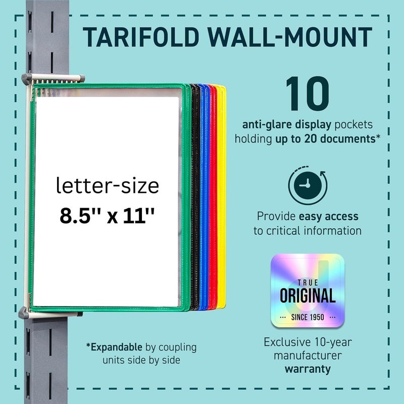 Tarifold DJOIS Wall Mount Reference System â€“ 10 Double-Sided Display Pockets â€“ Letter Size â€“ Steel Wire Frame â€“ Adjustable Tabs â€“ Made in France - Assorted (W291) - Image 3